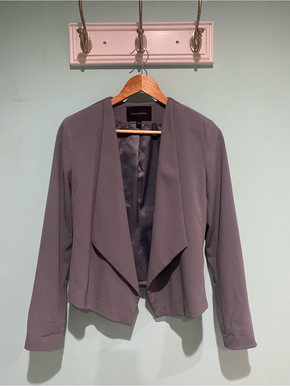 Banana Republic Gray Draped Open Front Blazer